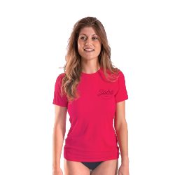 חולצה לייקרה קצרה לנשים ורוד פוקסיה