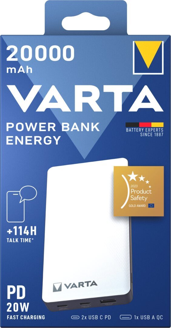 VARTA POWER BANK ENERGY 20000MAH סוללת גיבוי VARTA POWER BANK ENERGY 20000MAH סוללת גיבוי