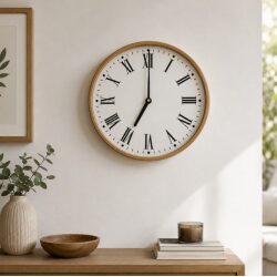 שעון קיר מסגרת עץ דגם שני | שעון קיר קלאסי בקוטר 32 ס"מ
