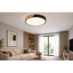 צמוד תקרה LED בשילוב עץ דגם יסמין CCT במבחר מידות וצבעים
