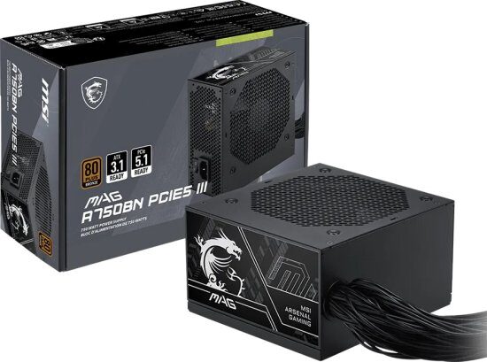 ספק כוח MSI MAG A750BN PCIE5 III 750W 80 PLUS Bronze PSU ספק כוח MSI MAG A750BN PCIE5 III 750W 80 PLUS Bronze PSU