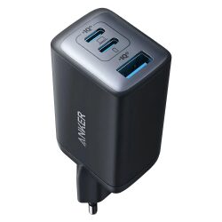 מטען קיר 65W יציאת Type A וזוג יציאות Anker Type-C אנקר
